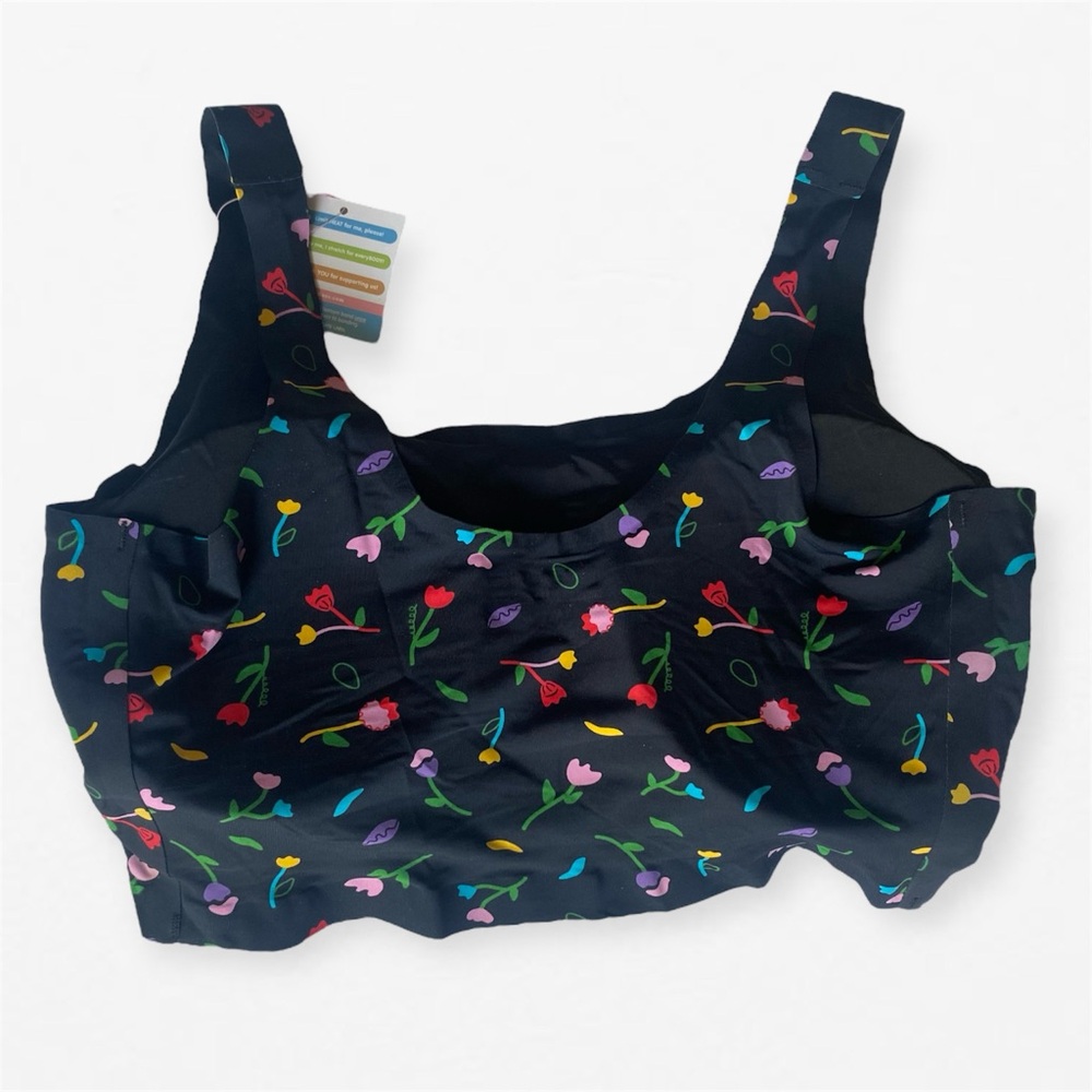 NEW Cheek Boss Colorful Floral stretch comfort lounge no-show Bra XL
